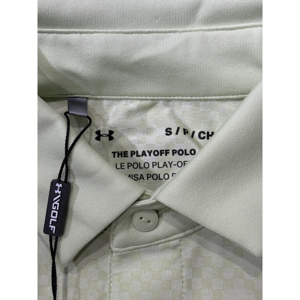 Under Armour Mens Playoff 3.0 Checkered Jacquard Polo Shirt Lime Green 1387131 S - Picture 5 of 7